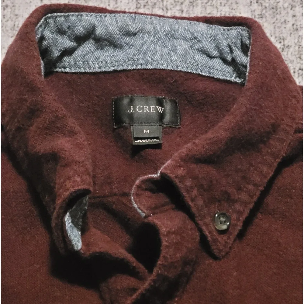 J. Crew Men's Wool Cotton Flannel Button Up Shirt With Suede Elbow Patch‎ Size S